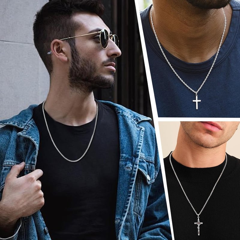 Herren Panzerkette aus 316L Edelstahl, 45-60cm, in Silber, Gold und Schwarz