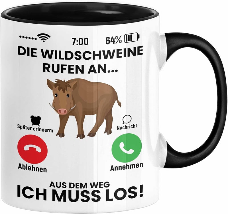 Lustige Jäger-Tasse mit Spruch – Geschenkidee für Jagdliebhaber (Schwarz)