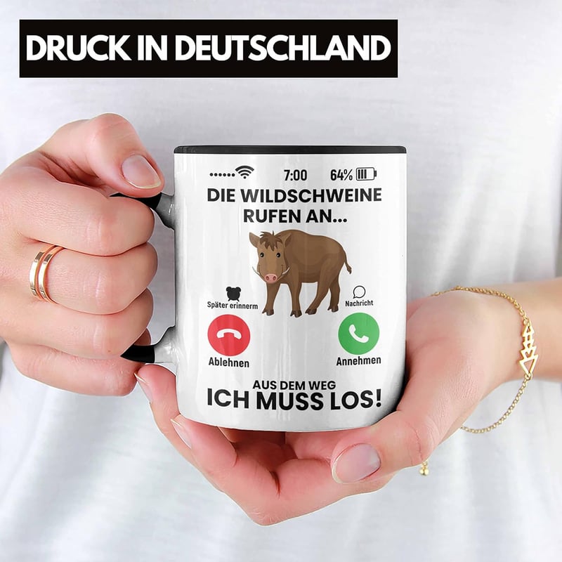 Lustige Jäger-Tasse mit Spruch – Geschenkidee für Jagdliebhaber (Schwarz)