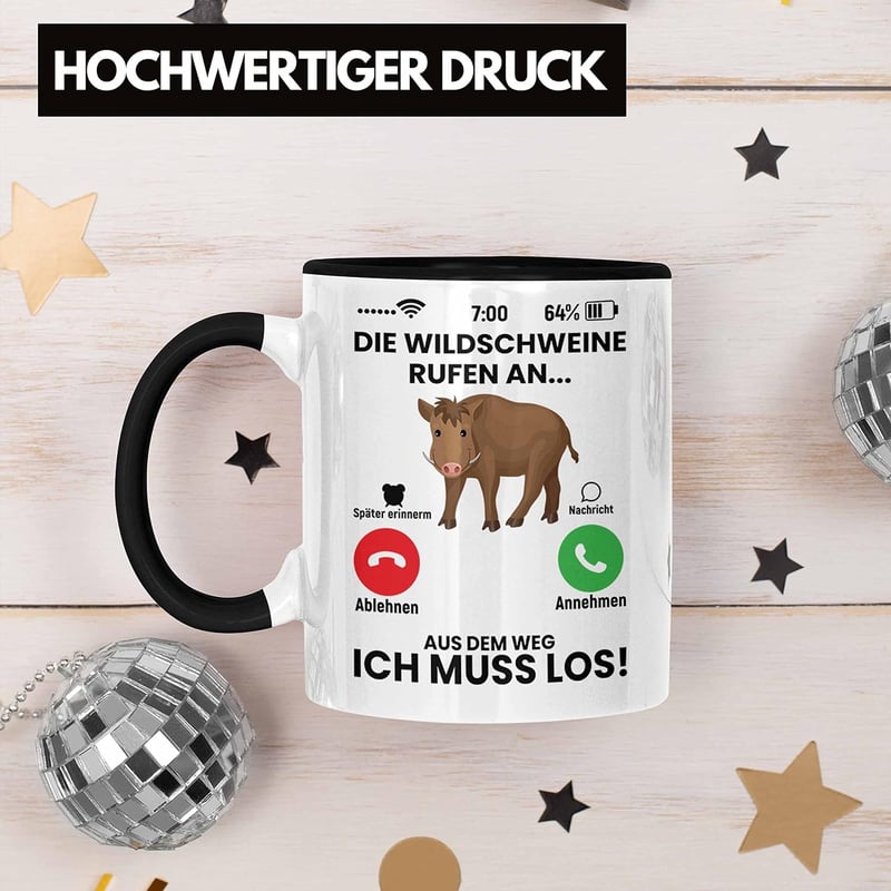 Lustige Jäger-Tasse mit Spruch – Geschenkidee für Jagdliebhaber (Schwarz)