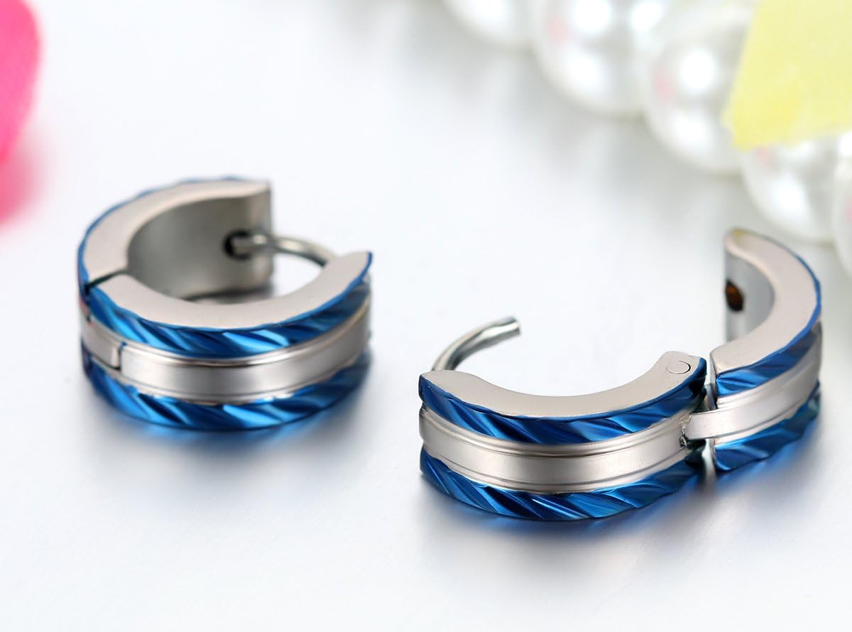 Herren-Ohrstecker aus Edelstahl in Blau, Schwarz und Gold