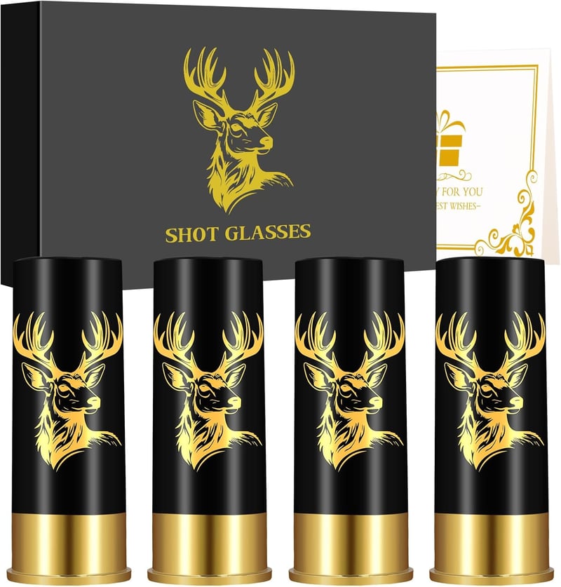 Schnapsgläser Hirschkopf, 4er Set, Geschenkbox, für Männer, Kunststoff schwarz