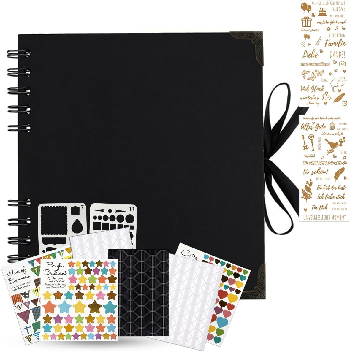 DIY Fotoalbum 21x21 cm mit 80 schwarzen Seiten - Ideal für Paare