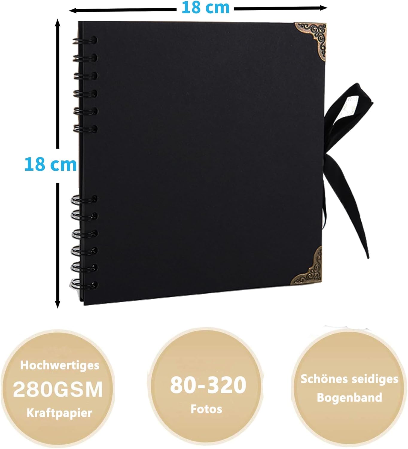 DIY Fotoalbum 21x21 cm mit 80 schwarzen Seiten - Ideal für Paare