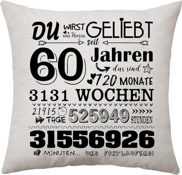 Geburtstagsgeschenk: Zierkissenbezug 45x45 cm für Frauen und Männer