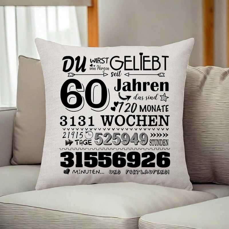 Geburtstagsgeschenk: Zierkissenbezug 45x45 cm für Frauen und Männer