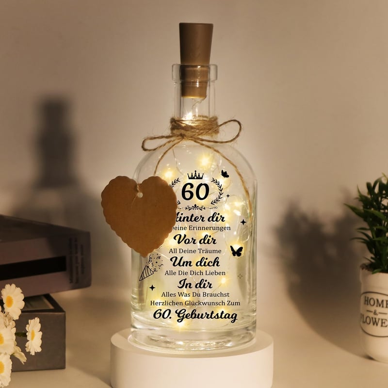 LED Flaschenlicht zum 60. Geburtstag für Frauen und Männer