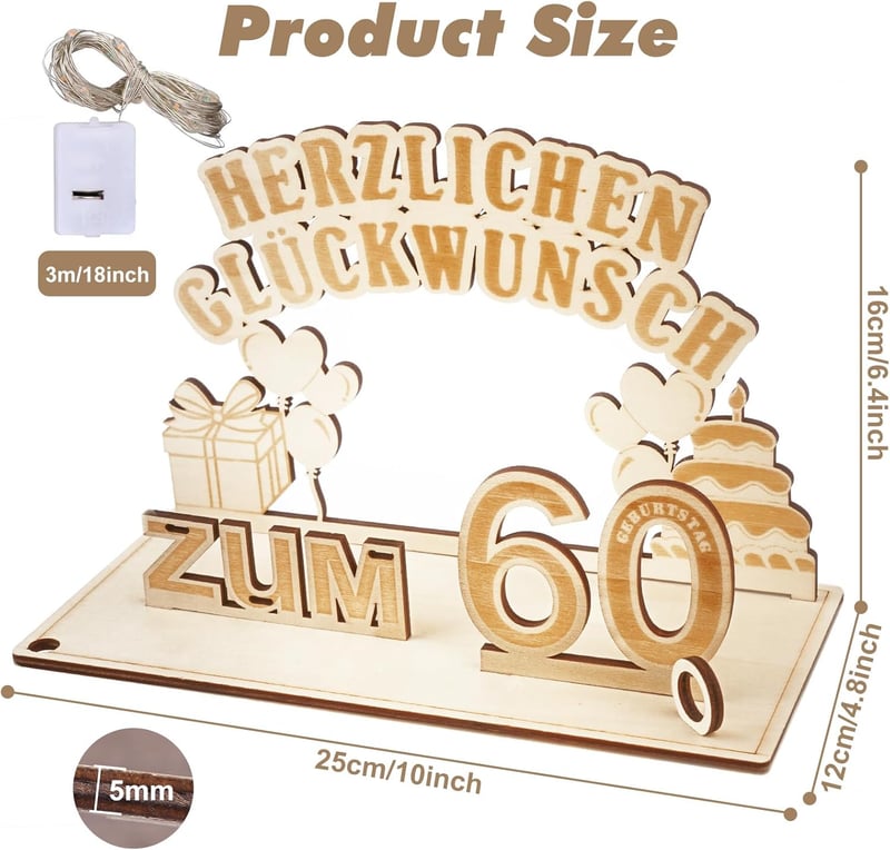 Geschenkideen 60. Geburtstag: Geldgeschenke Holz mit LED Lichterkette
