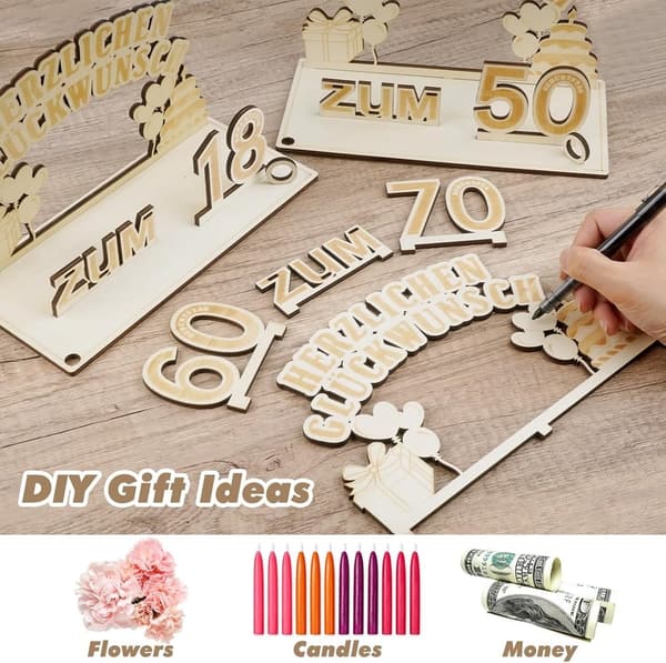 Geschenkideen 60. Geburtstag: Geldgeschenke Holz mit LED Lichterkette