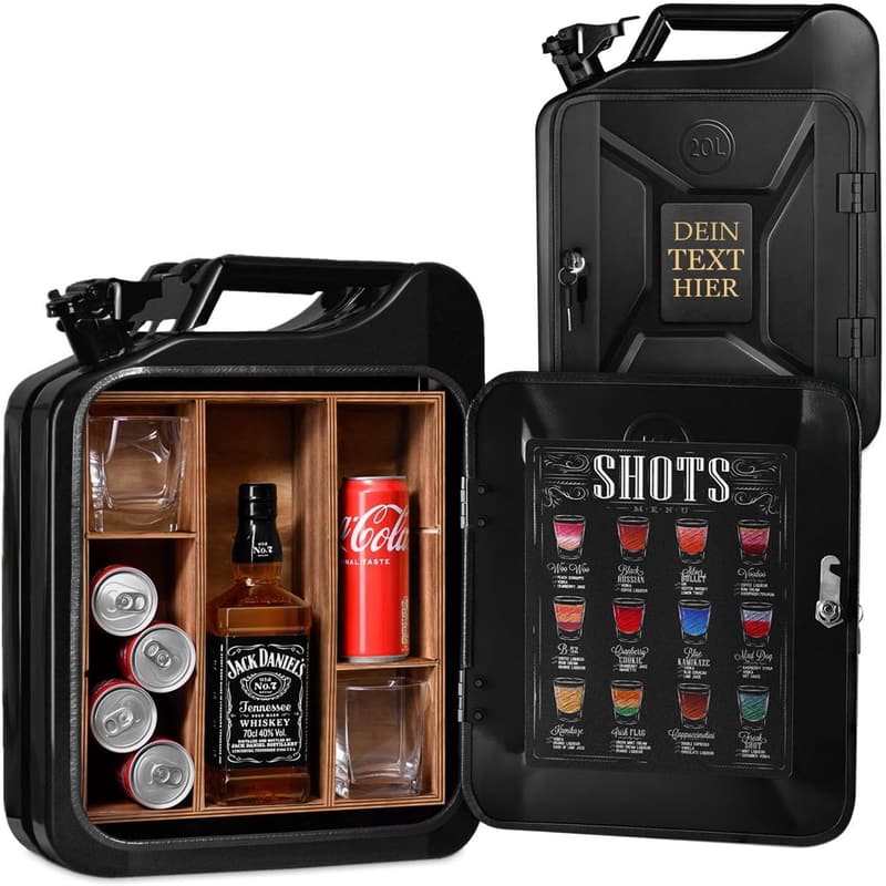 Personalisierte mobile Bar im Kanister-Design für Männer