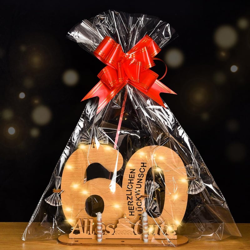 60. Geburtstag Deko für Männer und Frauen mit LED-Lichterkette und Gästebuch