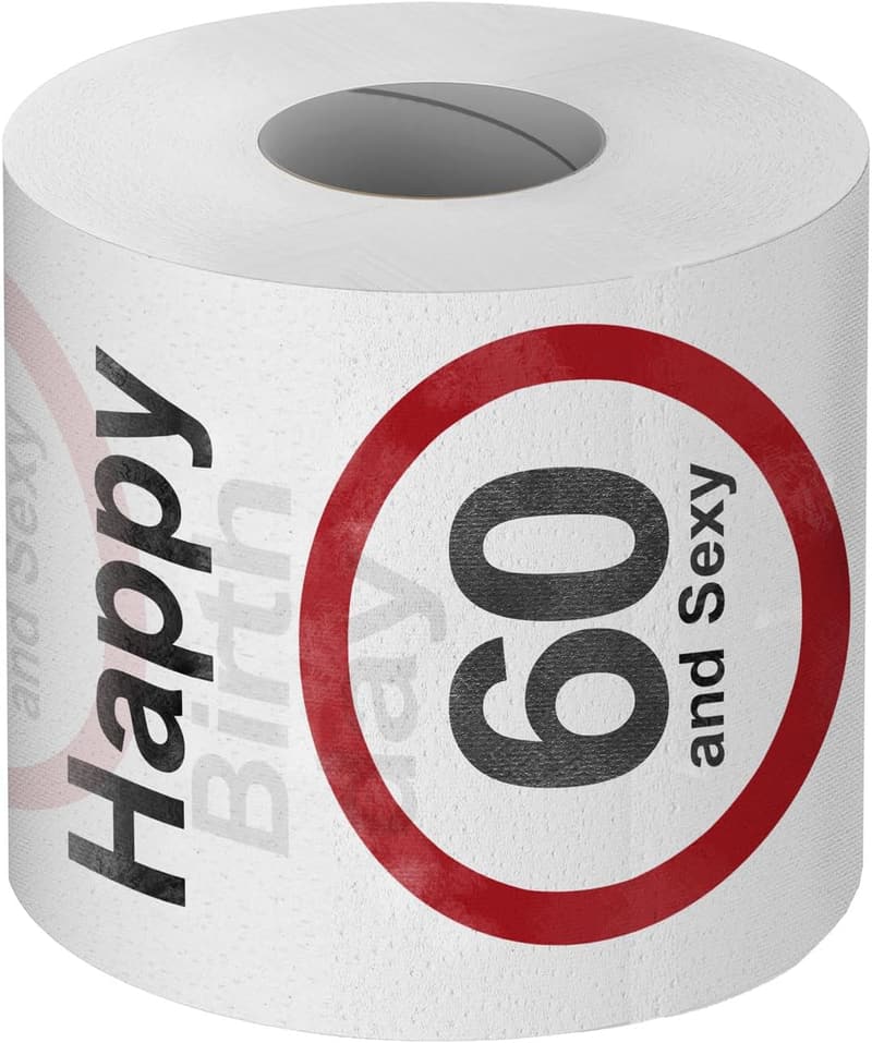60. Geburtstag Toilettenpapier „60 und Sexy“ – Lustiges Geschenk für Männer