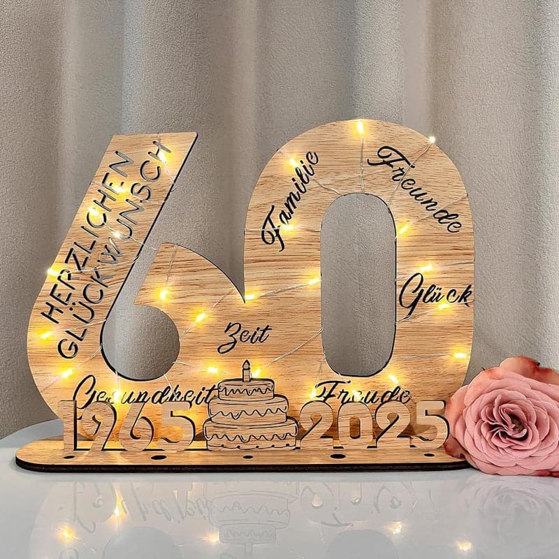 Personalisierbares Holz-Schild Gästebuch zum 60. Geburtstag