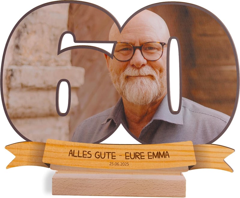 Personalisierte Holzbild-Deko zum 60. Geburtstag für Frauen und Männer