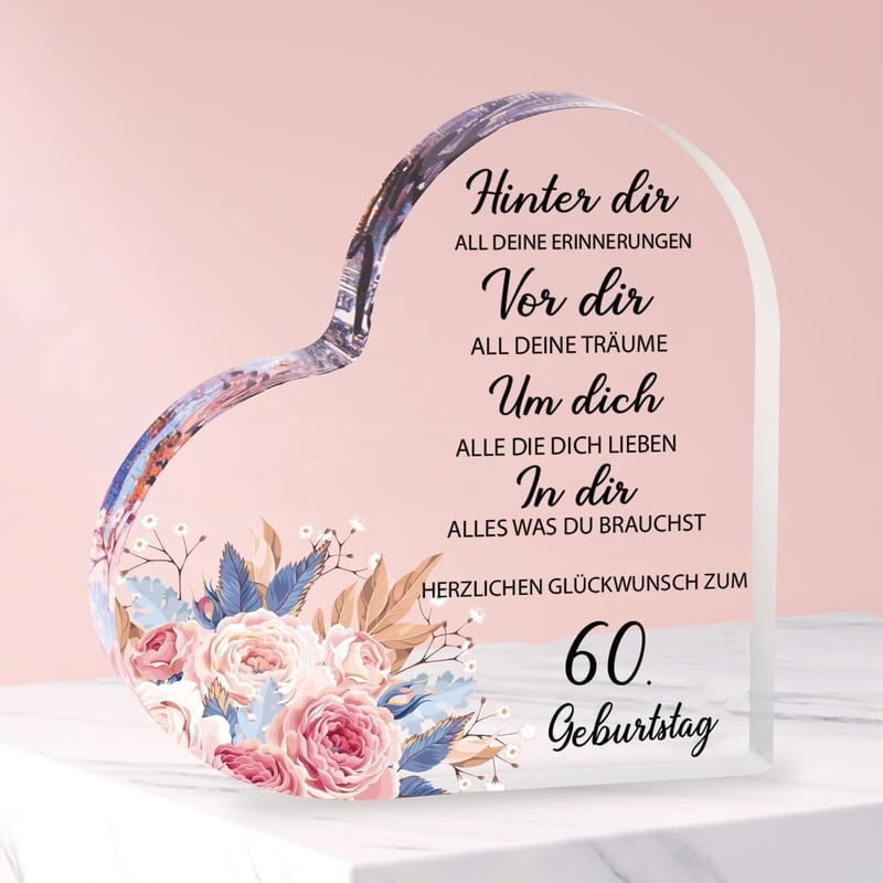 60. Geburtstag Geschenk für Frauen und Männer - Acryl Block Deko