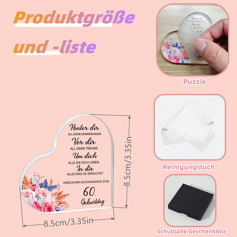60. Geburtstag Geschenk für Frauen und Männer - Acryl Block Deko