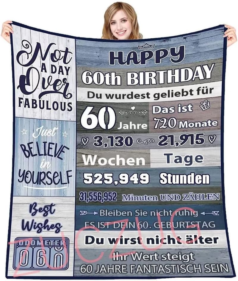 Kuscheldecke zum 60. Geburtstag für Frauen und Männer