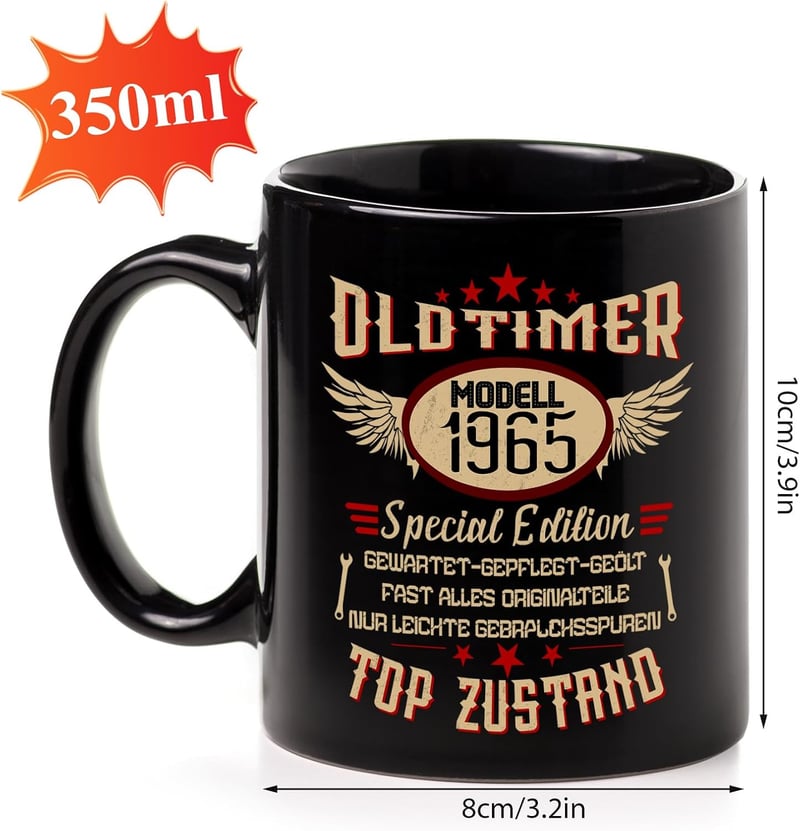 Geschenk-Kaffeetasse 1965 für Männer zum 60. Geburtstag, 350 ml