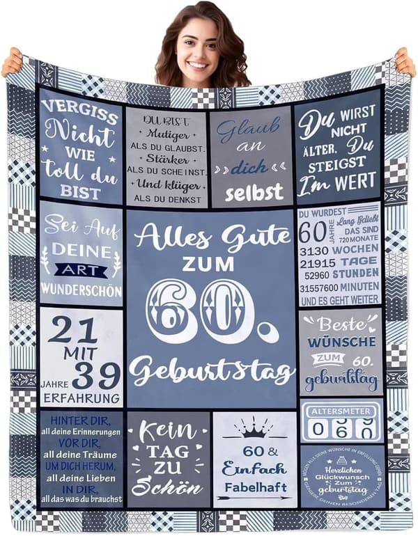 Kuscheldecke zum 60. Geburtstag für Frauen und Männer