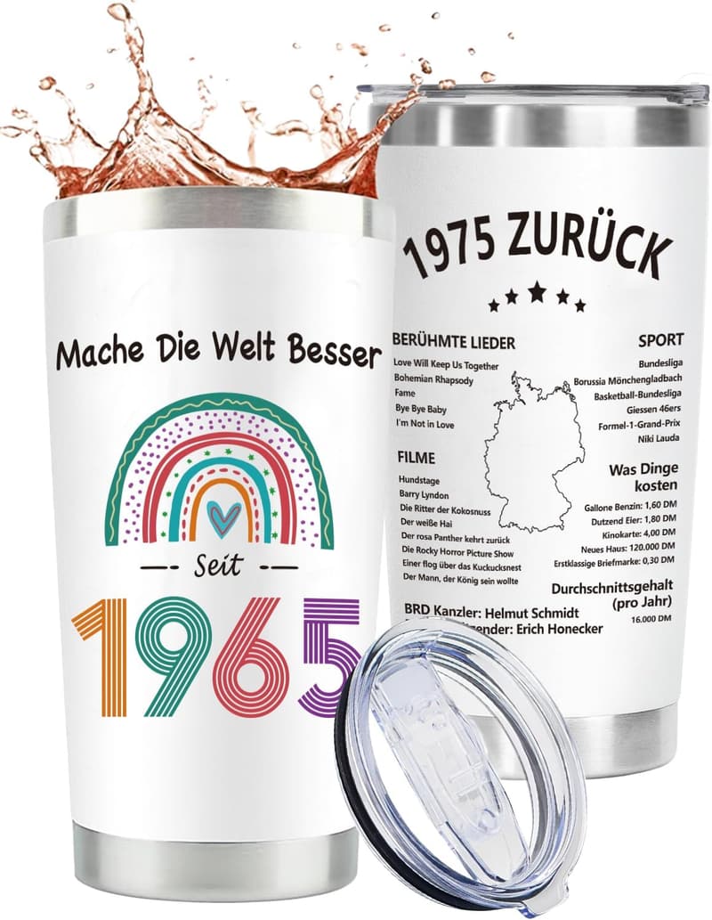 Edelstahl-Thermosbecher zum 60. Geburtstag für Frauen