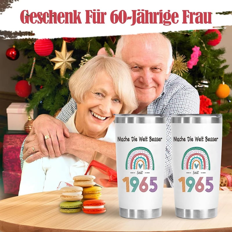 Edelstahl-Thermosbecher zum 60. Geburtstag für Frauen