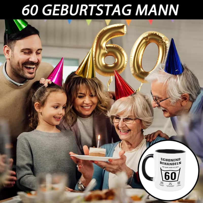 Personalisierte Kaffeetasse zum 60. Geburtstag für Männer und Frauen