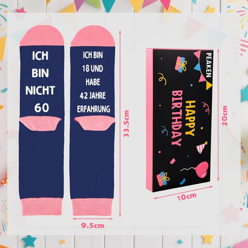 Lustige Socken zum Geburtstag für Frauen – Geschenkidee 30-60 Jahre