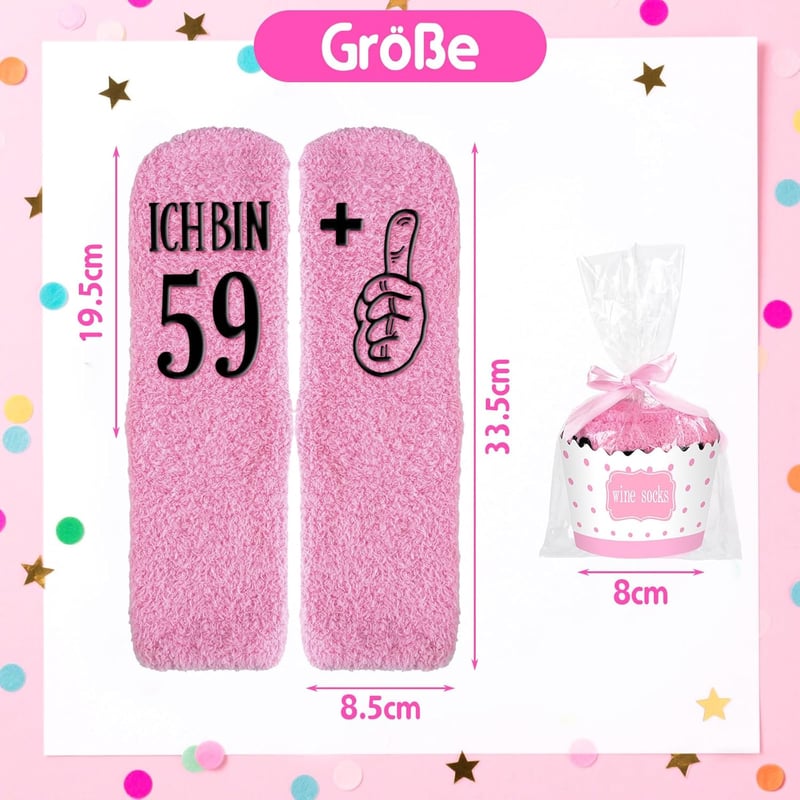 Flauschige Geburtstags-Socken für Frauen – Lustiges Geschenk zum 30./40./50./60. Geburtstag