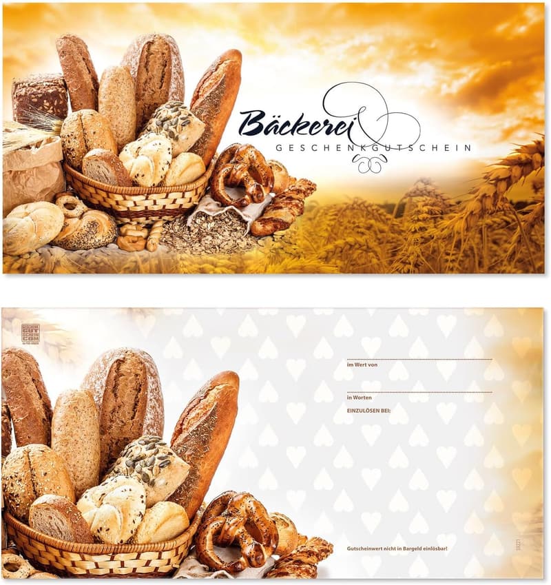 Geschenkgutschein Blanko für Bäckerei - 10 Stück zum Selber Ausfüllen