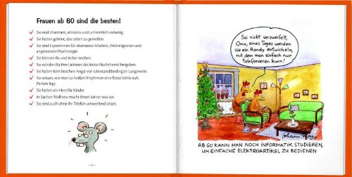 Cartoon-Geschenkbuch zum runden Geburtstag für Frauen ab 60 mit Silberfolienprägung