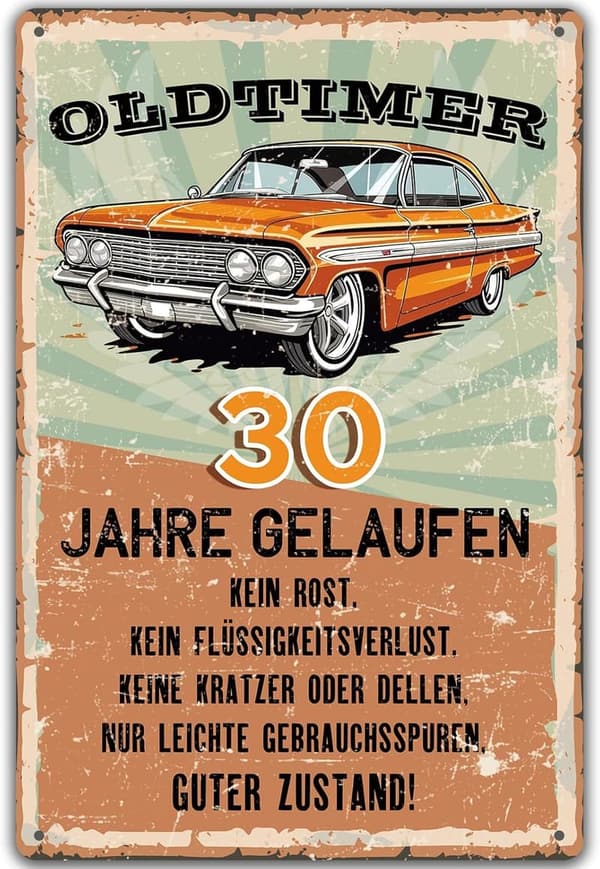 Vintage Metallschild 30. Geburtstag für Männer - lustige Geschenkidee