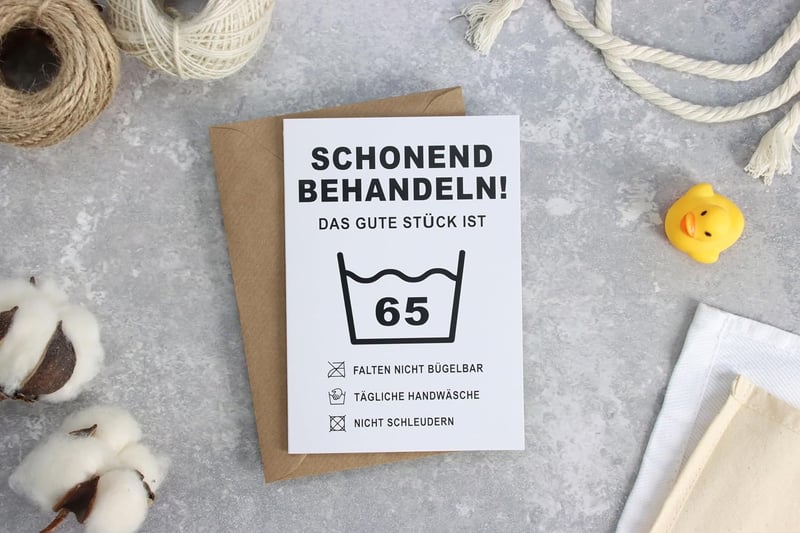 Lustige Geburtstagskarte zum 65. Geburtstag mit Umschlag (DIN A6)
