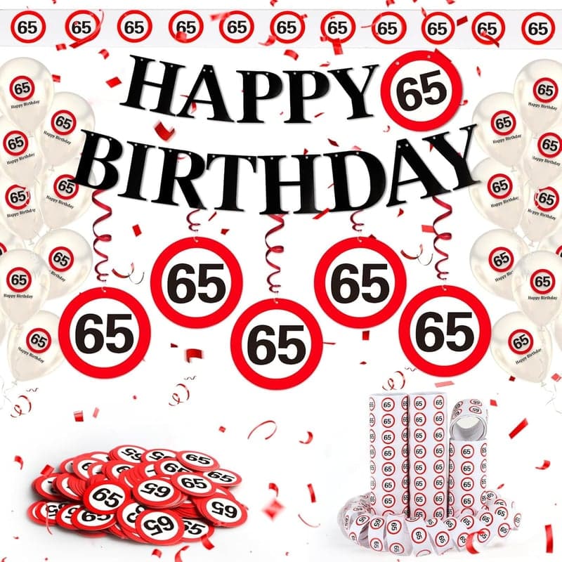 65. Geburtstag Deko mit Girlanden und Luftballons für Männer und Frauen