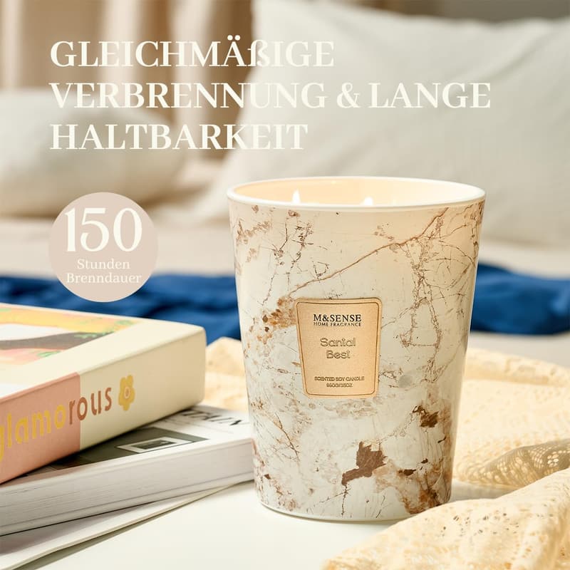 Duftkerze im Glas aus Sojawachs 990g für Aromatherapie, 150h Brenndauer