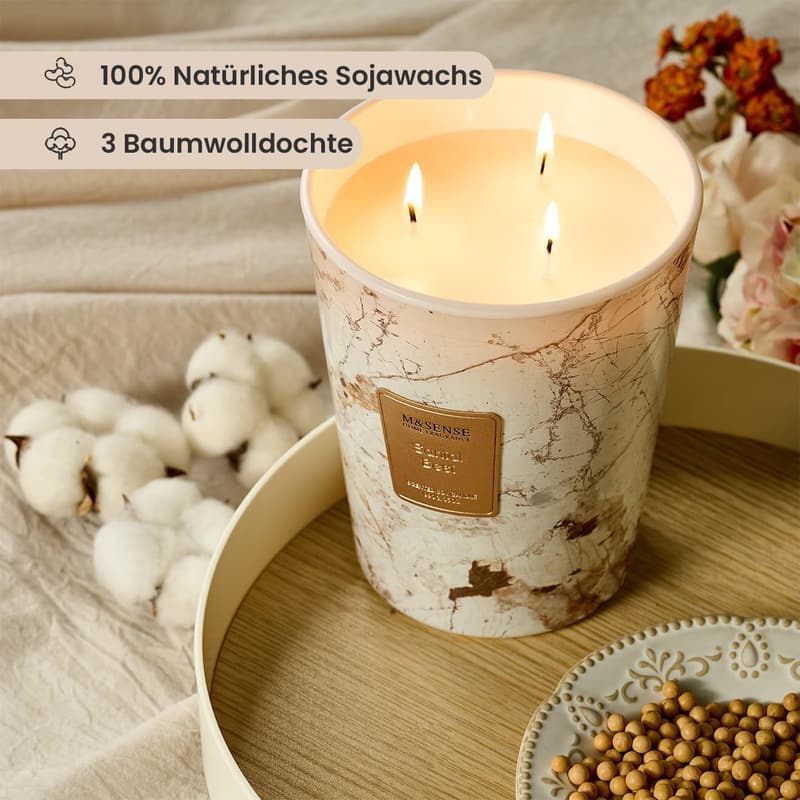Duftkerze im Glas aus Sojawachs 990g für Aromatherapie, 150h Brenndauer
