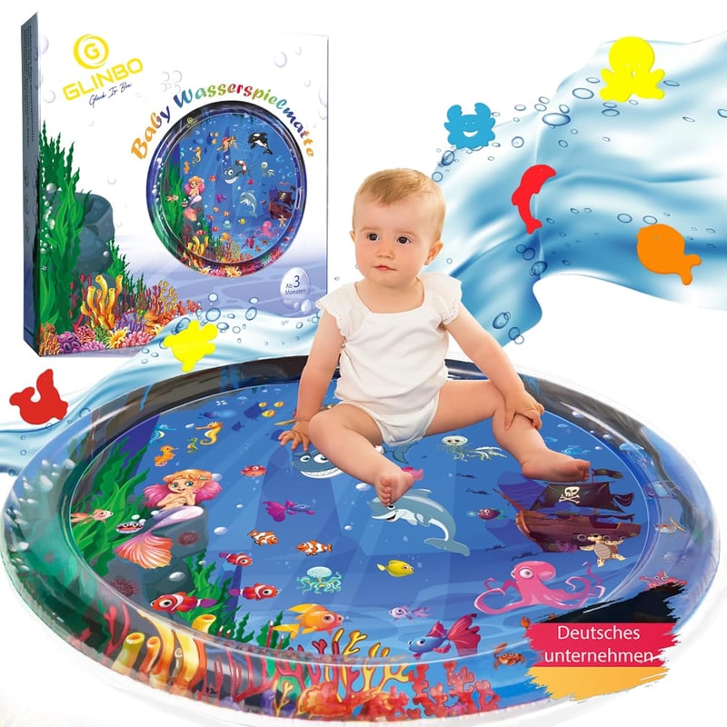 Wasserspielmatte (XXL, 100 cm) für Babys ab 3 Monate, BPA-frei