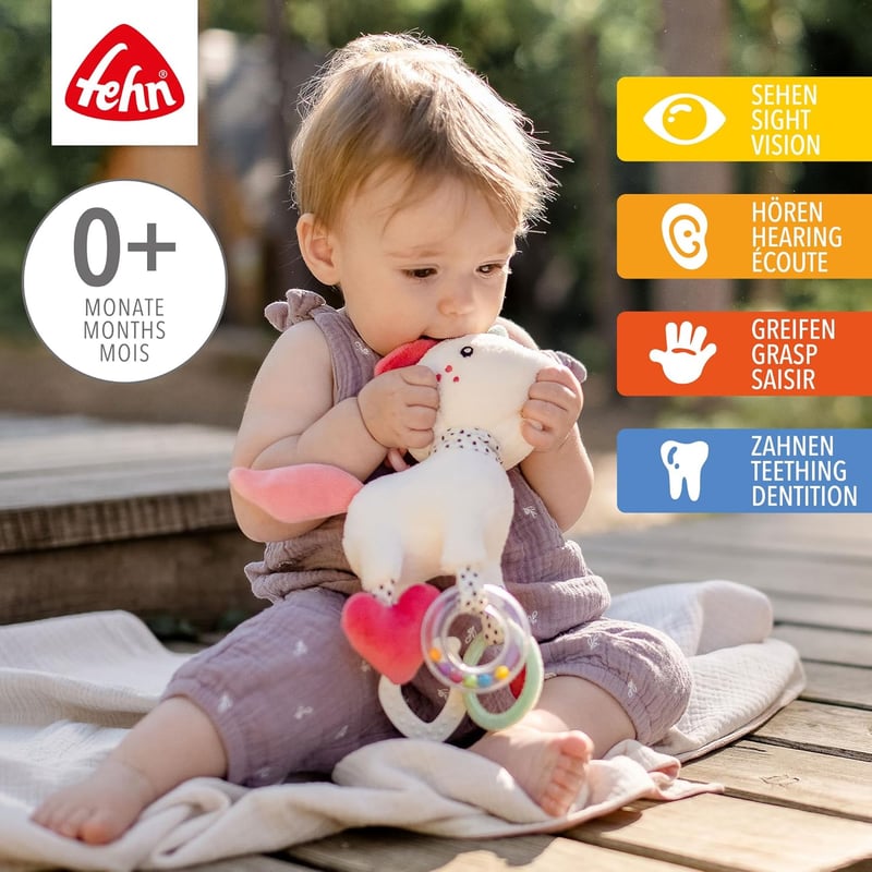 Einhorn Motorikspielzeug für Babys – Greif- und Kuscheltier ab 0+ Monaten