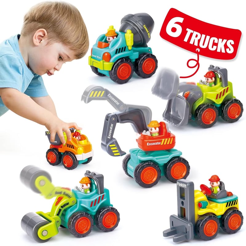 Spielzeugauto-Set für 1-2 Jahre - 6-teiliges Push & Go LKW-Set