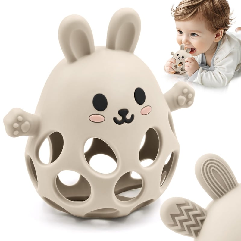 Beige Hasenform Silikon-Beißring für Neugeborene und autistische Kinder