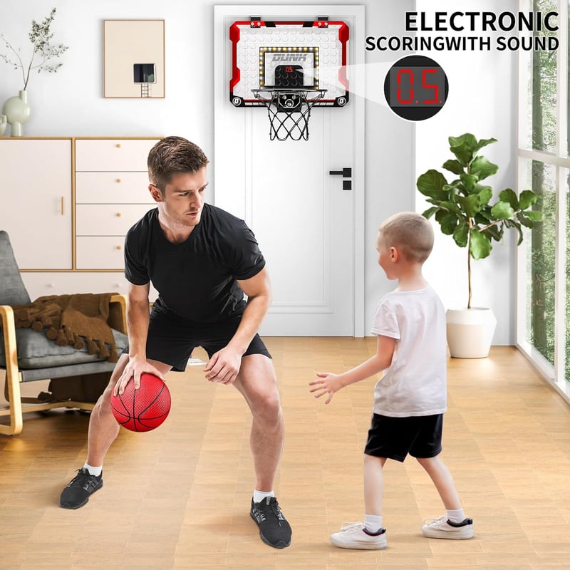 LED Mini-Basketballkorb für Kinder mit Anzeigetafel und 4 Bällen