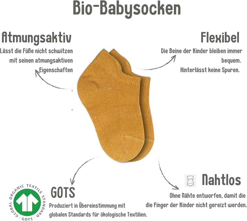 Baumwoll-Socken für Neugeborene 0-3 Jahre | 6 Paar Stopper-Socken