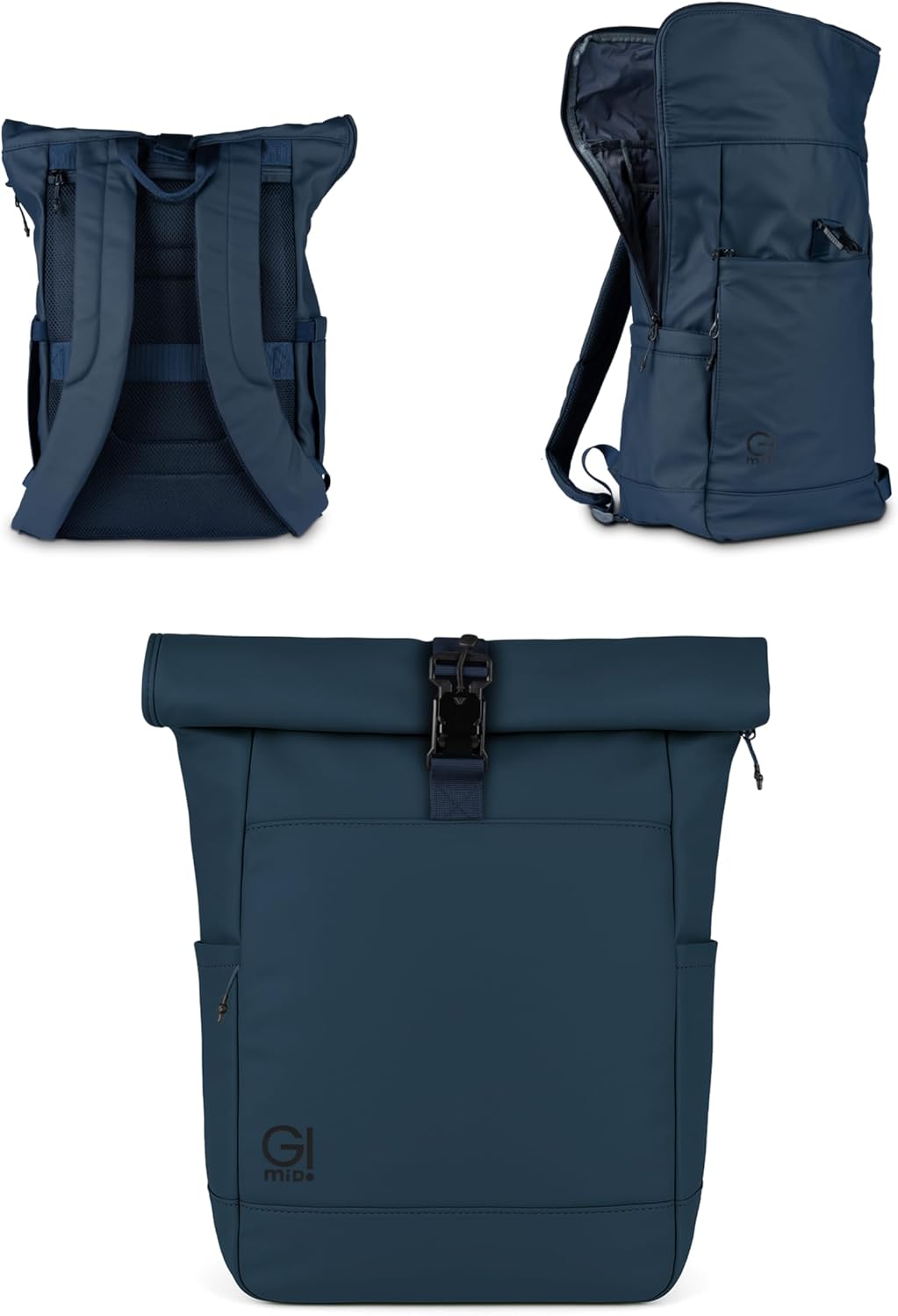 Wasserabweisender Rolltop-Rucksack 37L mit Laptopfach und Organizersystem