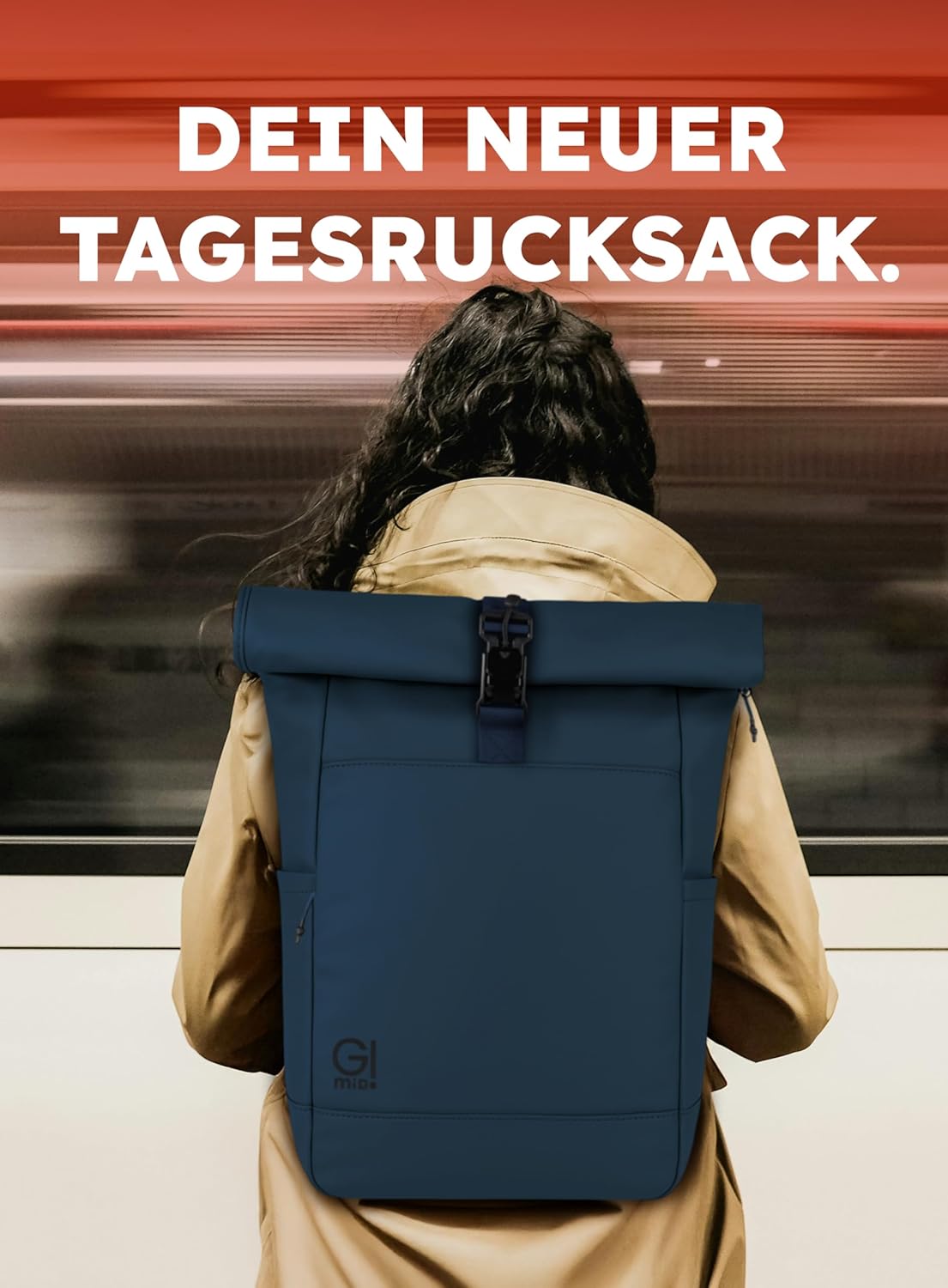 Wasserabweisender Rolltop-Rucksack 37L mit Laptopfach und Organizersystem