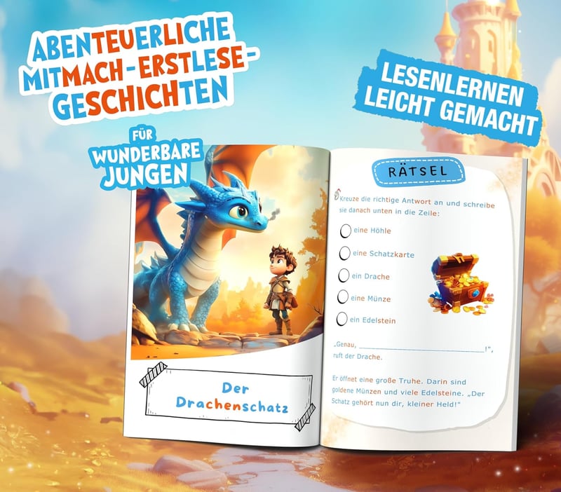 Erstlesegeschichten für Jungen: Spannende Silbengeschichten und Rätsel
