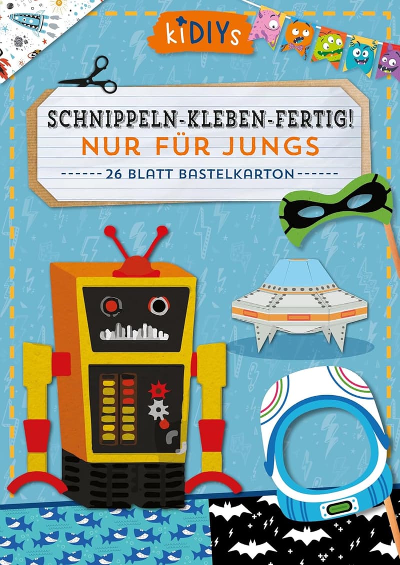 Bastelkarton für Jungen – 26 Blatt zum Schnippeln und Kleben