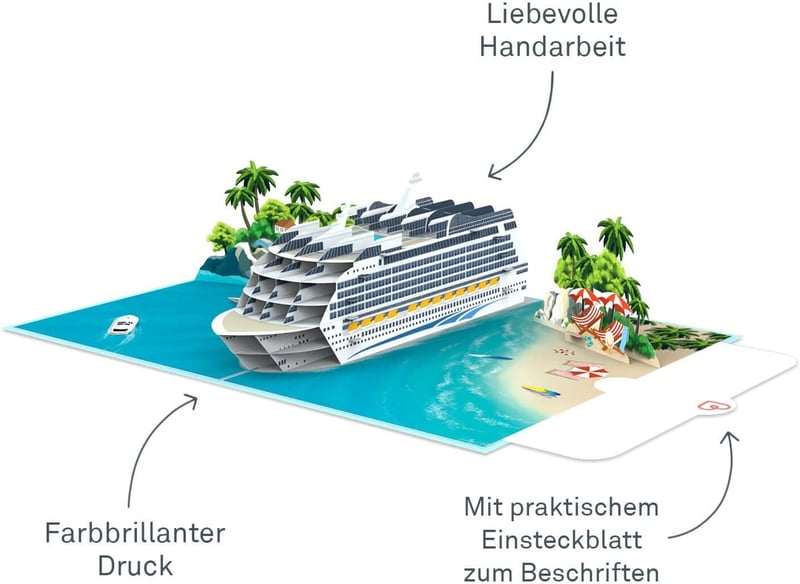 3D Geburtstagskarte Kreuzfahrtschiff - Gutschein für Reisende