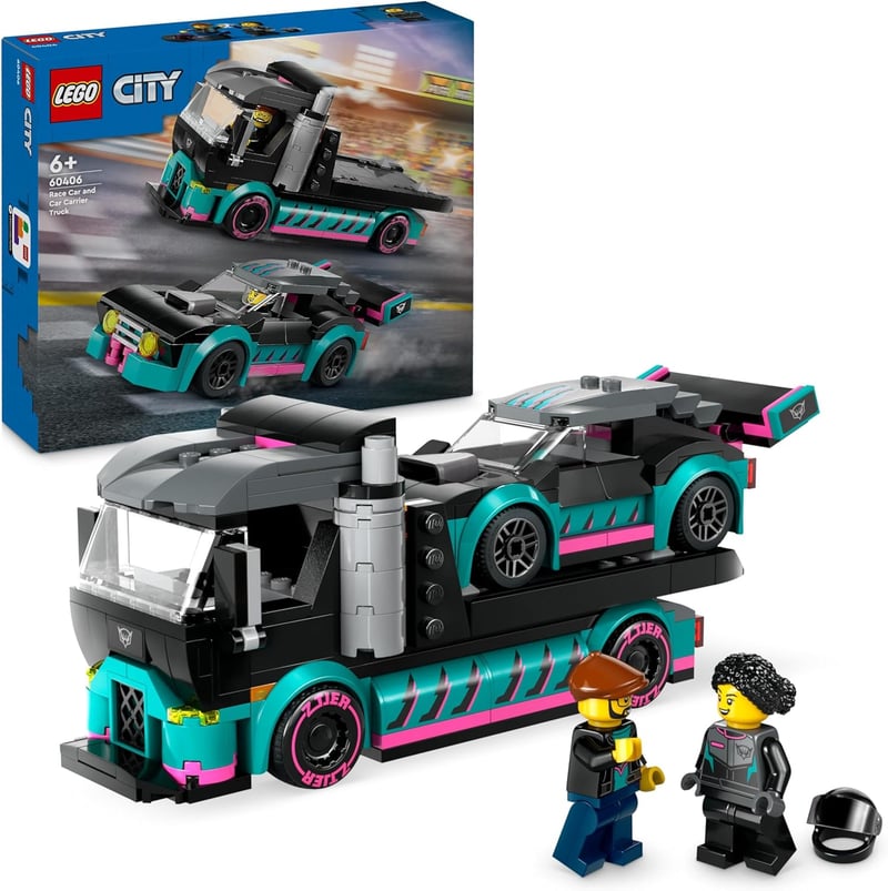 LEGO City Autotransporter mit Rennwagen, Bauset für Kinder ab 6 Jahren