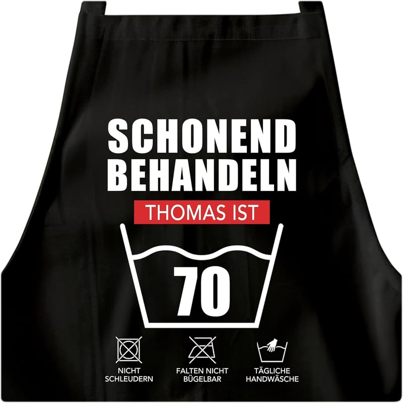 Personalisierte schwarze Kochschürze für den 60. Geburtstag