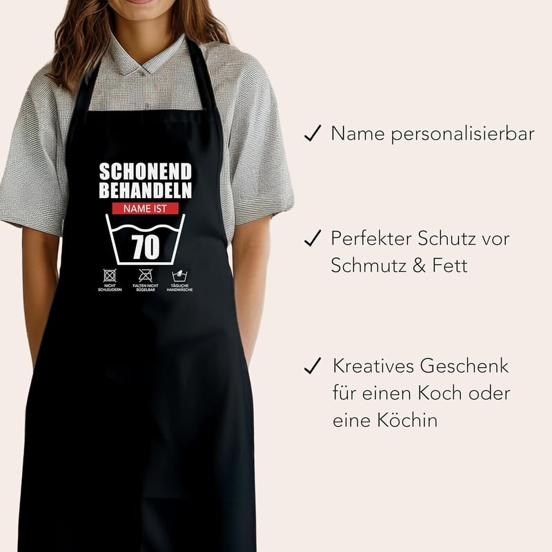 Personalisierte schwarze Kochschürze für den 60. Geburtstag