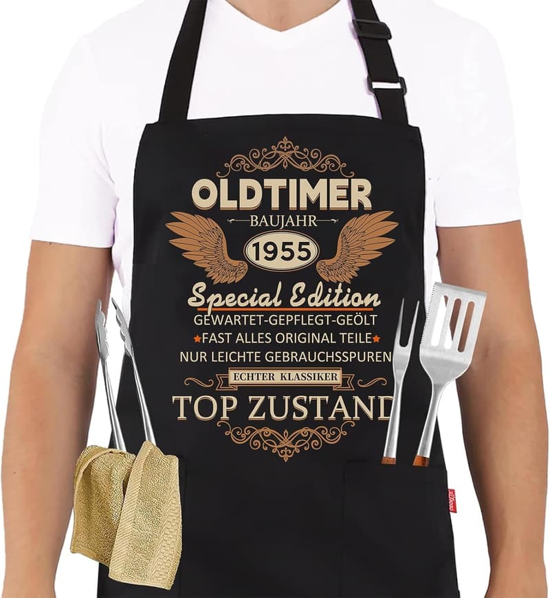Grillschürze 70. Geburtstag für Männer, wasserdicht mit Spruch 